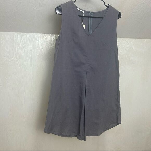 Anthropologie Kestan Alton Gray Sleeveless Organic Cotton Linen Blend Dress - Picture 5 of 14